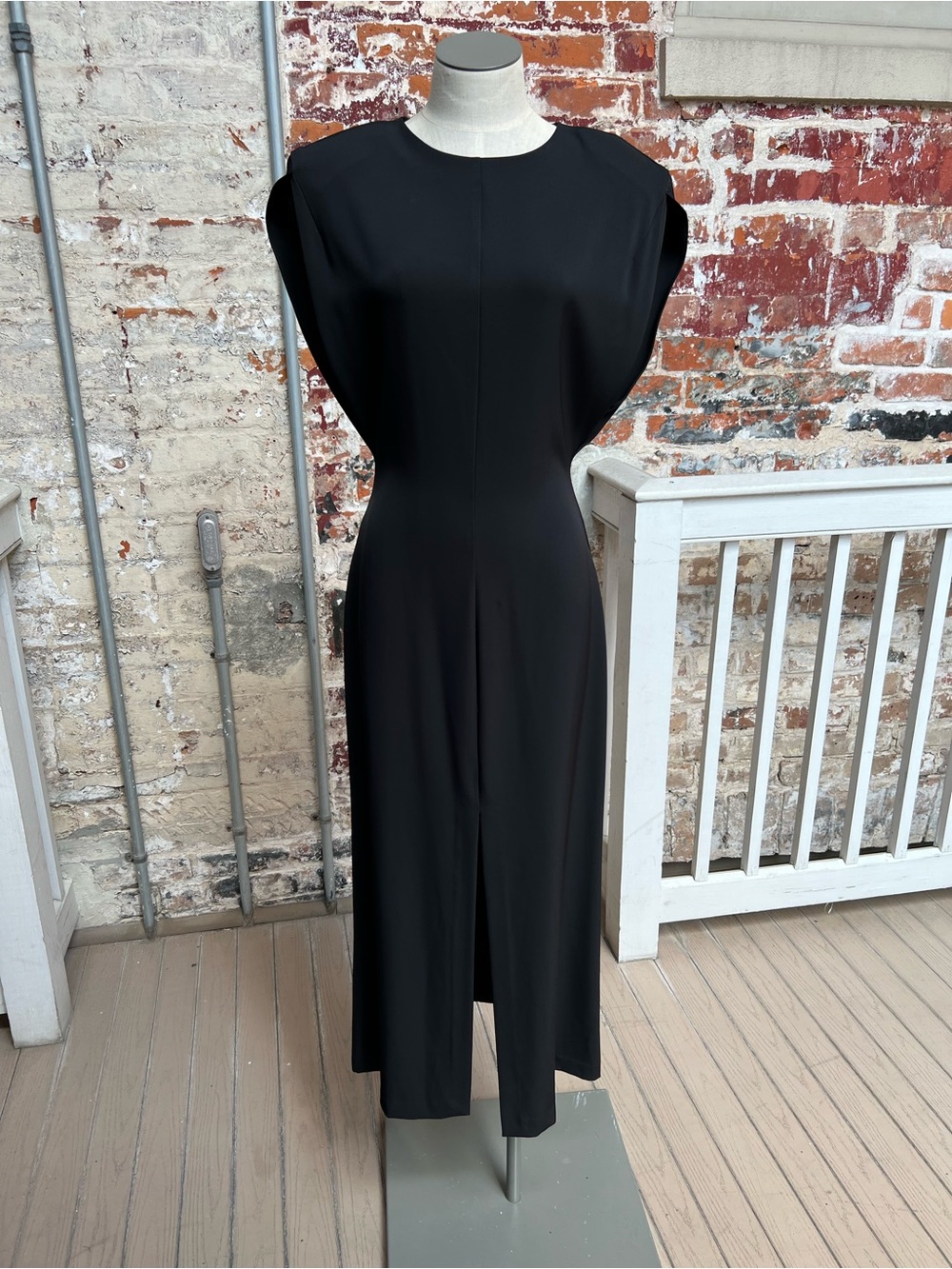 Zara Black Midi Dress with Cap Sleeves